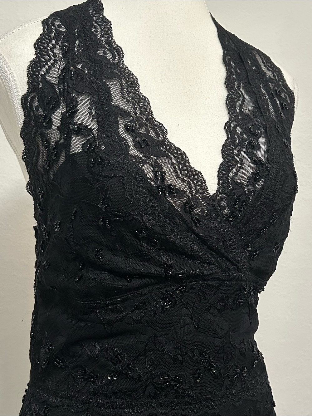vintage beaded lace halter midi dress y2k - Picture 2 of 8